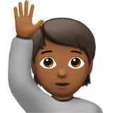 Apple design of the person raising hand: medium-dark skin tone emoji verson:ios 16.4