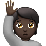 Apple design of the person raising hand: dark skin tone emoji verson:ios 16.4