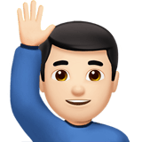 Apple design of the man raising hand: light skin tone emoji verson:ios 16.4