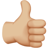 Apple design of the thumbs up: medium-light skin tone emoji verson:ios 16.4
