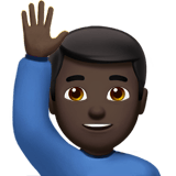 Apple design of the man raising hand: dark skin tone emoji verson:ios 16.4