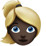 Apple design of the woman: dark skin tone blond hair emoji verson:ios 16.4