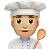 Apple design of the man cook: medium-light skin tone emoji verson:ios 16.4