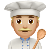 Apple design of the man cook: medium-light skin tone emoji verson:ios 16.4