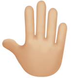 Apple design of the raised back of hand: medium-light skin tone emoji verson:ios 16.4