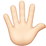 Apple design of the hand with fingers splayed: light skin tone emoji verson:ios 16.4