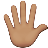 Apple design of the hand with fingers splayed: medium skin tone emoji verson:ios 16.4