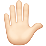 Apple design of the raised hand: light skin tone emoji verson:ios 16.4