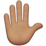 Apple design of the raised hand: medium skin tone emoji verson:ios 16.4