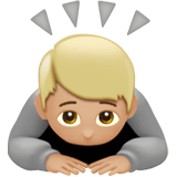 Apple design of the person bowing: medium-light skin tone emoji verson:ios 16.4