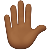 Apple design of the raised hand: medium-dark skin tone emoji verson:ios 16.4