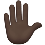 Apple design of the raised hand: dark skin tone emoji verson:ios 16.4