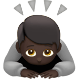 Apple design of the person bowing: dark skin tone emoji verson:ios 16.4
