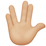 Apple design of the vulcan salute: medium-light skin tone emoji verson:ios 16.4