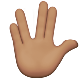 Apple design of the vulcan salute: medium skin tone emoji verson:ios 16.4