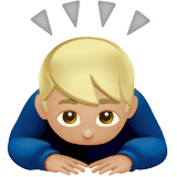 Apple design of the man bowing: medium-light skin tone emoji verson:ios 16.4