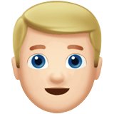 Apple design of the man: light skin tone blond hair emoji verson:ios 16.4