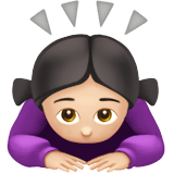 Apple design of the woman bowing: light skin tone emoji verson:ios 16.4