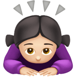 Apple design of the woman bowing: light skin tone emoji verson:ios 16.4