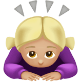 Apple design of the woman bowing: medium-light skin tone emoji verson:ios 16.4