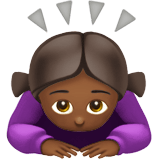 Apple design of the woman bowing: medium-dark skin tone emoji verson:ios 16.4