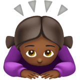 Apple design of the woman bowing: medium-dark skin tone emoji verson:ios 16.4
