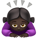 Apple design of the woman bowing: dark skin tone emoji verson:ios 16.4