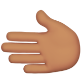 Apple design of the leftwards hand: medium skin tone emoji verson:ios 16.4