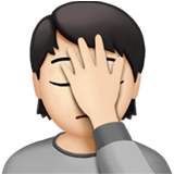 Apple design of the person facepalming: light skin tone emoji verson:ios 16.4