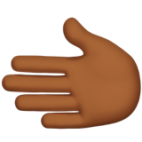 Apple design of the leftwards hand: medium-dark skin tone emoji verson:ios 16.4