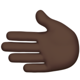 Apple design of the leftwards hand: dark skin tone emoji verson:ios 16.4