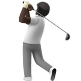 Apple design of the person golfing: dark skin tone emoji verson:ios 16.4