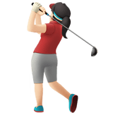 Apple design of the woman golfing: light skin tone emoji verson:ios 16.4