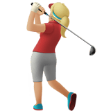 Apple design of the woman golfing: medium-light skin tone emoji verson:ios 16.4