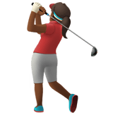 Apple design of the woman golfing: medium-dark skin tone emoji verson:ios 16.4