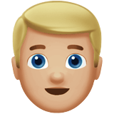 Apple design of the man: medium-light skin tone blond hair emoji verson:ios 16.4