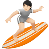 Apple design of the person surfing: light skin tone emoji verson:ios 16.4