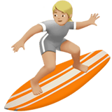 Apple design of the person surfing: medium-light skin tone emoji verson:ios 16.4