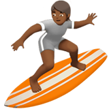 Apple design of the person surfing: medium-dark skin tone emoji verson:ios 16.4