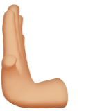 Apple design of the leftwards pushing hand: medium-light skin tone emoji verson:ios 16.4