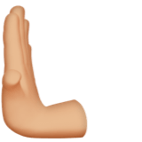 Apple design of the leftwards pushing hand: medium-light skin tone emoji verson:ios 16.4