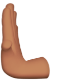 Apple design of the leftwards pushing hand: medium skin tone emoji verson:ios 16.4
