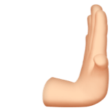 Apple design of the rightwards pushing hand: light skin tone emoji verson:ios 16.4