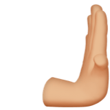 Apple design of the rightwards pushing hand: medium-light skin tone emoji verson:ios 16.4
