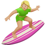 Apple design of the woman surfing: medium-light skin tone emoji verson:ios 16.4