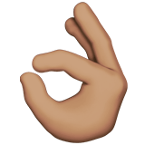 Apple design of the OK hand: medium skin tone emoji verson:ios 16.4