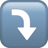 Apple design of the right arrow curving down emoji verson:ios 16.4