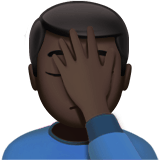Apple design of the man facepalming: dark skin tone emoji verson:ios 16.4