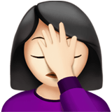 Apple design of the woman facepalming: light skin tone emoji verson:ios 16.4