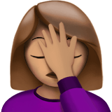 Apple design of the woman facepalming: medium skin tone emoji verson:ios 16.4